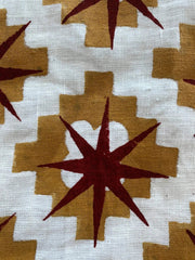 Indian Handloom Linen Hand Block Print Fabric, Block Print Fabric, Designer Floral Printing Fabric, Upholstery fabric, Pillow Cover Fabric - Rohiyaan